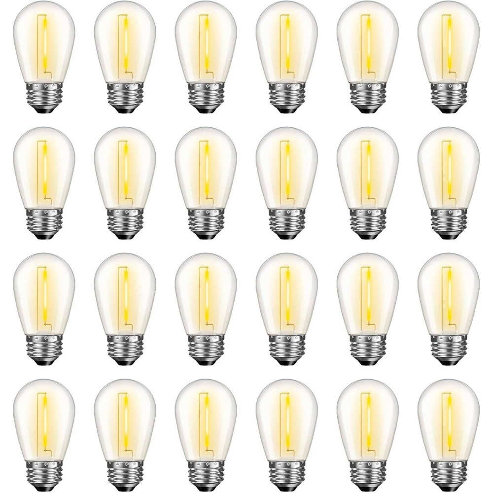 Pack of 24 GvvooHome LED S14 Replacement Light Bulbs E26 2200K Warm White, Wate